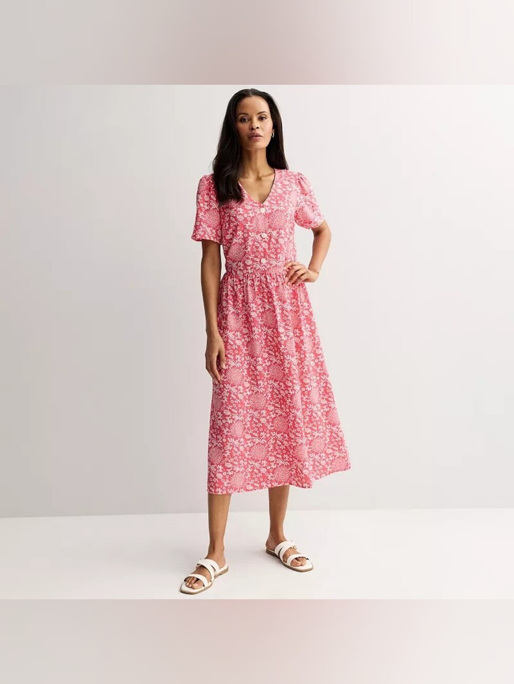 Floral V-Neck Midi Dress NWOT